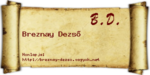 Breznay Dezső névjegykártya